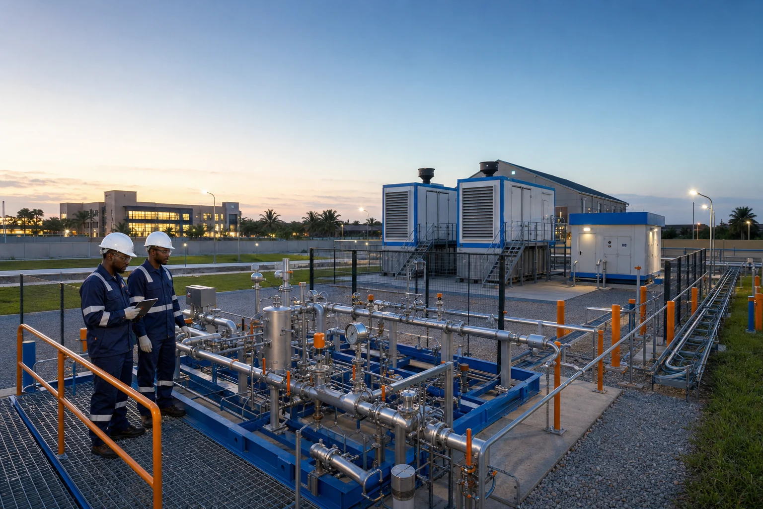 Illustrative gas-feed equipment serving containerised power generation